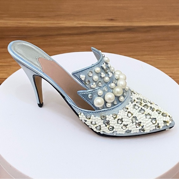 1999 RAINE Just the Right Shoe Frosted Fantasy Mini Ceramic Blue Shoe Figurine - Picture 6 of 12